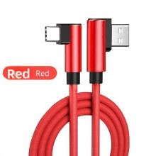 (Red,2M)Huawei Xiaomi Android kompatibles Typec Ladekabel mit zwei gebogenen Köpfen für Gaming und Nutzungsdaten