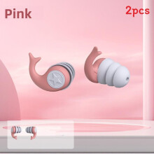 (Pink)Silicone Waterproof Ear Protection For Swimming With Soft Material Threelayer