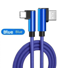 (Blue,0.25M)Huawei Xiaomi Android Compatible Typec Charging Cable With Dual Bent Heads For Gaming And Use Data