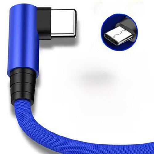 (Blue,0.25M)Huawei Xiaomi Android Compatible Typec Charging Cable With Dual Bent Heads For Gaming And Use Data 1