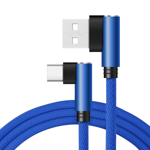 (Blue,1M)Huawei Xiaomi Android Compatible Typec Charging Cable With Dual Bent Heads For Gaming And Use Data 2