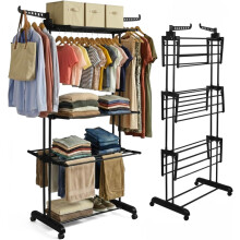 Straame 4 Tier Airer Foldable Drying Rack Black