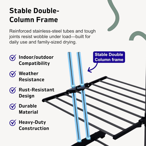 Straame 4 Tier Airer Foldable Drying Rack Black 2