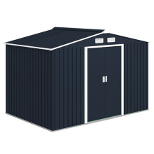 9x6ft Metal Bike Shed, Dark Grey, Lockable Doors