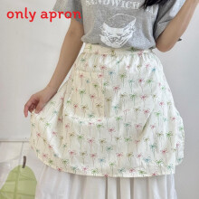 (White)Casual Cotton Bib Apron With Colorful Butterfly Bow And Floral Pattern For Kitchen Use
