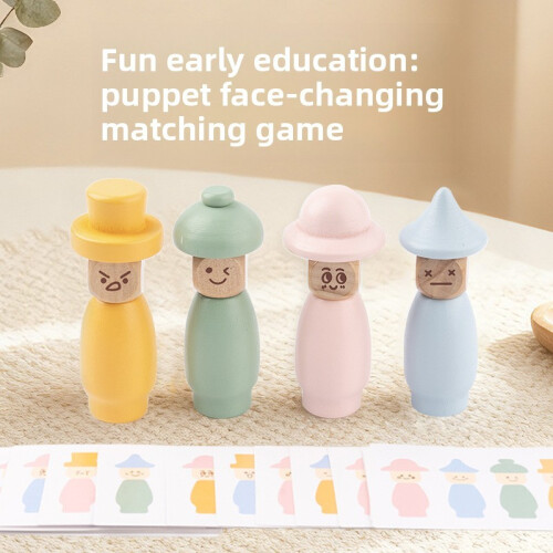 Wooden Montessori Blocks With Expression Match For Early Childhood Learning Development And 2