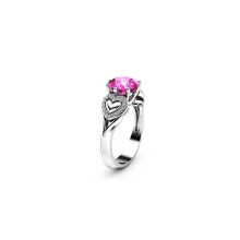 (10) Heart Pink Shaped Water Zirconium Engagement Ring Accessories Fashion Girls