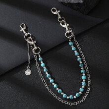 Trendy Green Turquoise Beaded Waist Chain With Lobster Clasp For Adult Fashion