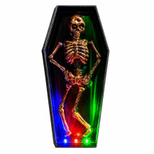 Halloween Coffin Dancing Skeleton Toy Ornament,Funny Halloween Dancing Skull With Light And Sound,Novelty Party Decoration Prop
