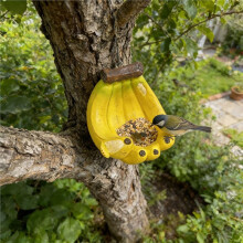Bananenförmiger Vogelhäuschen, Hängende Gartenornament mit Offener Schale, Außenbereich Gartenpatio Wildtierfütterungsstation für Vögel