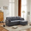 (Grey, Fabric) Grey Convertible Sectional Sofa Bed 3-Seat 1