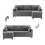 (Grey, Fabric) Grey Convertible Sectional Sofa Bed 3-Seat 4