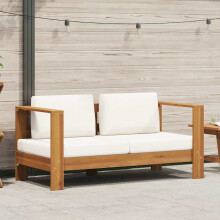 vidaXL Gartensofa mit Kissen 140 cm Akazien Massivholz Cremeweiß