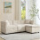 (Beige, Fabric) Beige Fabric Sofa 80" L-Shape 2 Pillows 1
