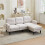 (Beige, Fabric) Beige L-Shaped Sofa 204x136x80cm Modular Chaise 14