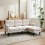 (Beige, Fabric) Beige L-Shaped Sofa 204x136x80cm Modular Chaise 6