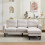(Beige, Fabric) Beige L-Shaped Sofa 204x136x80cm Modular Chaise 7