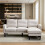 (Beige, Fabric) Beige L-Shaped Sofa 204x136x80cm Modular Chaise 5