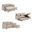 (Beige, Fabric) Beige Convertible Sectional Sofa Bed 3-Seat 7