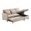 (Beige, Fabric) Beige Convertible Sectional Sofa Bed 3-Seat 15
