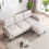 (Beige, Fabric) Beige L-Shaped Sofa 204x136x80cm Modular Chaise 2