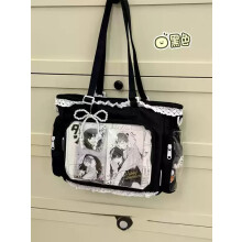 (AE) Japanese 2D Anime Itabag Ballet Girl Large Appetite Single Shoulder Crossbody Bag With Clear Pocket Lace Trim Gift For Friends