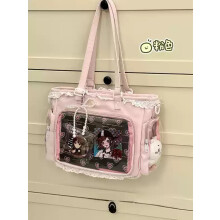 (AB) Japanese 2D Anime Itabag Ballet Girl Large Appetite Single Shoulder Crossbody Bag With Clear Pocket Lace Trim Gift For Friends