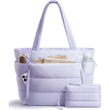 (Purple) Large Capacity Tote Bag for Women Multiple Pockets Commuting Bags Lightweight Water-resistant Mom Bag Shoulder Bag