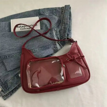 (red Bow tie) Y2k Harajuku Shoulder Bag Women Korean Transparent Ita Bag School Crossbody Bag Female Japanese Designer Preppy Handbag Purse