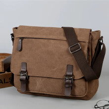 (Coffee) Retro Canvas Messenger Bag for Men, Large Sling Bag, Casual Crossbody Bag for Hanging Out Daily Commute, School Bag College Bags