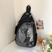 (Black No accessories) Casual Travel Transparent Zipper Shoulder Bag Vintage Women All Match Simple Ita Bag Y2K Girls Fashion Crossbody Bags Handbags
