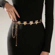 (StyleF)Elegant Zinc Alloy Dual Layer Waist Chain With Glittering Elements For Adult Women