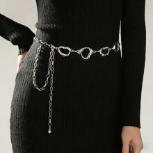 (StyleG)Elegant Zinc Alloy Dual Layer Waist Chain With Glittering Elements For Adult Women