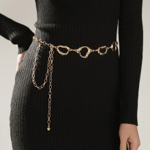 (StyleE)Elegant Zinc Alloy Dual Layer Waist Chain With Glittering Elements For Women Adult