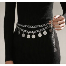 (StyleB)Elegant Zinc Alloy Dual Layer Waist Chain With Glittering Elements For Women Adult
