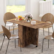 HOMCOM 80-140 cm Folding Dining Table for 4-6 Drop Leaf Table Rustic Brown