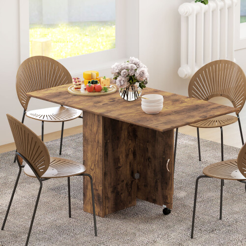 Homcom HOMCOM 80-140 cm Folding Dining Table for 4-6 Drop Leaf Table Rustic Brown