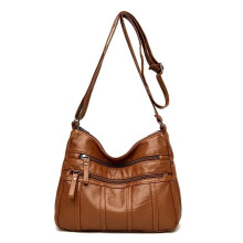 (Brown) Fashion Soft Leather Crossbody Bags for Women 2026 Casual Female Multi Pocket Messenger Bags Retro Handbags Ladies Shoulder Bags