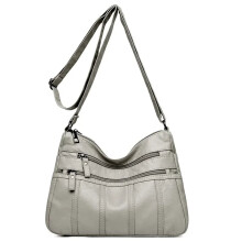 (LightGray) Fashion Soft Leather Crossbody Bags for Women 2026 Casual Female Multi Pocket Messenger Bags Retro Handbags Ladies Shoulder Bags