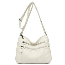 (White) Fashion Soft Leather Crossbody Bags for Women 2026 Casual Female Multi Pocket Messenger Bags Retro Handbags Ladies Shoulder Bags