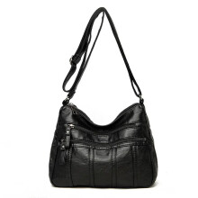 (Black) Fashion Soft Leather Crossbody Bags for Women 2026 Casual Female Multi Pocket Messenger Bags Retro Handbags Ladies Shoulder Bags