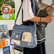 (Black with Fish 1) Nylon Waterproof Canvas Women Handbags Shoulder Bag Japanese Ladies Messenger Bag Student School Crossbody Bags for Girl Satchel