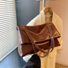 (brown) Luxury designer high-end sense of large-capacity bag ladies 2026 new popular all-match chain messenger bag commuter shoulder bag