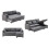 (Grey, Fabric) Grey Convertible Sectional Sofa Bed 3-Seat 13