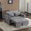 (Gray, Fabric) Grey Sofa Bed 2-Seater Pull Out Cup Holders 6