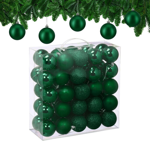 Juletrekugler sett, 50 stk, matt/glitter/blank 1
