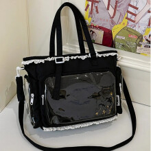 (Black) Ballet Girls Large Capacity Kawaii Itabag Japanese Transparent JK Shoulder Crossbody Bags Gift For Friends Teenage School Bags