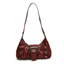 (Red) Y2K Retro Pleated Hobo Shoulder Bag for Women Hot Selling Maillard Style Underarm Bag Clutch Handbags for Travel Work Shopping
