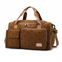 (Brown) Corduroy Travel Tote Bag Large Capacity Carry On Travel Bag With Shoe Compartment Sports Fitness Bags For Women Duffle Bags