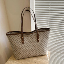 (khaki) Large Capacity Shoulder Bag Women's PU Leather Handbag for Commuting and Casual Use Versatile Tote Bag